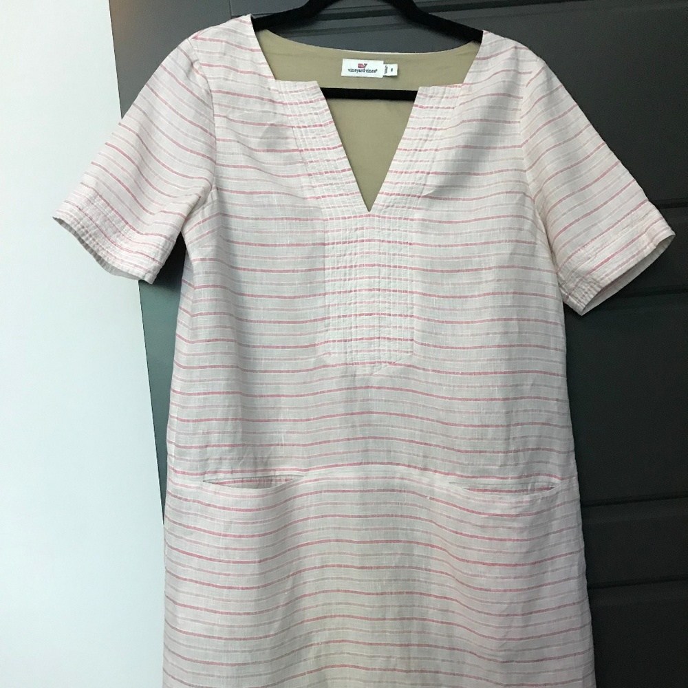 Vineyard Vines Linen Striped Dress w/ Pockets